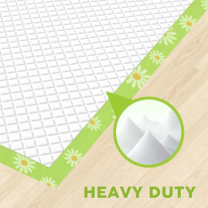 CROCI Dog Pads Extra Large 36x36in Daisy Pattern, Puppy Pads with Adhesive Tabs Super Absorbent Up to 11 Cups, Leak-Poof & Quick Dry Disposable (100 Counts)