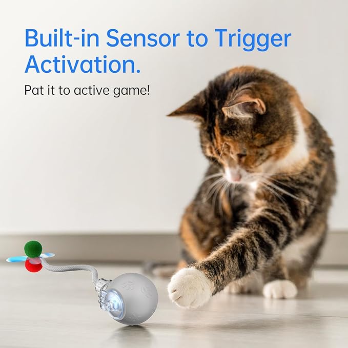 Interactive Cat Toys for Indoor Cats - Pet Toy with Speedy Tail 2.0 Christmas Birthday Gift Cat Toys for Bored Indoor Adult Cats, Motion-Activated, 2025 New Upgraded, USB Rechargeable(grey)