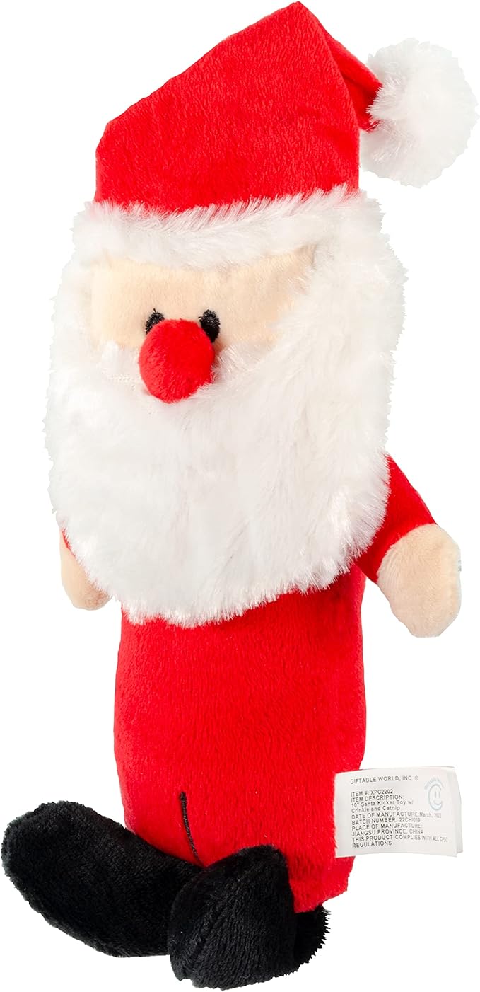 Giftable World Holiday Plush Pet Toy Fun for Christmas Designs Cat Play Toy (10" Santa Kicker Toy)