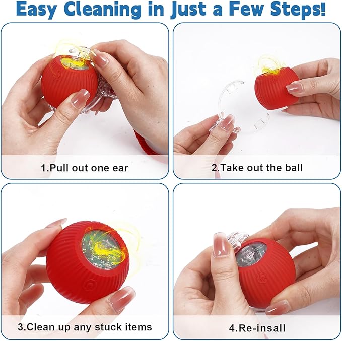 Interactive cat Toys for Indoor Cats, Speedy Tail 3.0 Cat Toy, Motion Activate cat Toy Ball,Automatic Toys for Bored Indoor Cats, Speedy Tail 2.0 Cat Toy, Rechargeabl(Red)