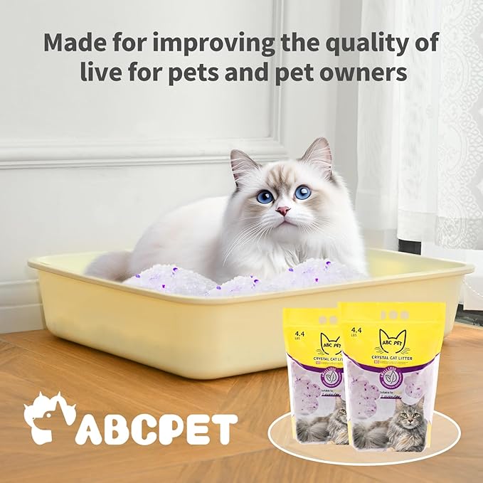Cat Litter Crystals No Clumping Odor Control Kitty Litter Non-Clumping No scooping Low Dust, Low Tracking, Dehydrates Waste Lavender - 8.6 lbs (2 x 4.3 lb Packs)