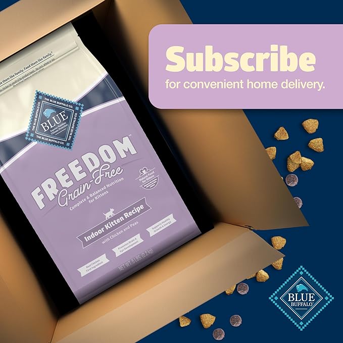 Blue Buffalo Freedom Grain-Free Indoor Dry Kitten Food with DHA, Complete & Balanced Nutrition for Kittens, Chicken Recipe, 5-lb. Bag