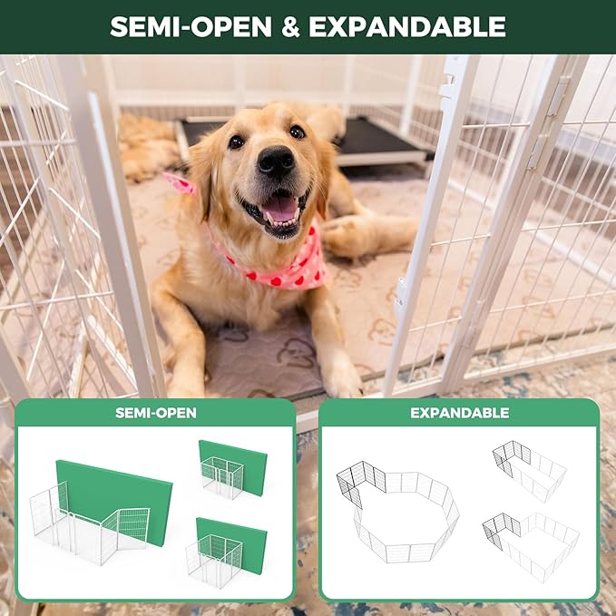 FXW Homeplus Unleashed Indoor Dog Playpen - Stress-Free and Safe Play, Heavy Duty 24 Inch 4 Panels Dog Pen for Puppy and Small Dogs, White│Patented