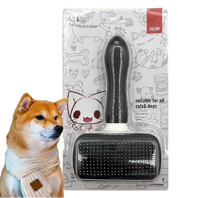 Self Cleaning Slicker Brush, Dog Cat Bunny Pet Grooming Shedding Brush, Easy to Remove Loose Undercoat, Pet Massaging Tool Suitable for Pets with Long or Short Hair (Black)