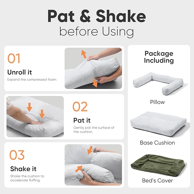 FUKUMARU Cute Dog Bed, Waterproof Corduroy Dogs Couch, 36in Orthopedic Pet Sofa for Medium to Large Dogs Dog, Warm Cotton Pet Bed with Washable Cover, Cream