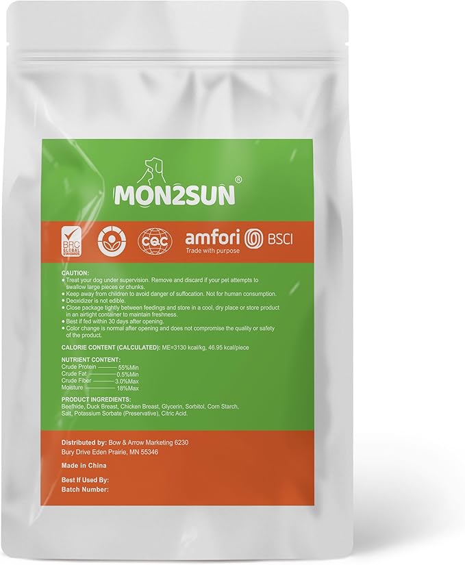 MON2SUN Dog Treats 5 Inch Double Flavor Chicken & Duck Wrapped Rawhide Sticks, Teeth Cleaning for Small Dogs, 10.6 oz (20 Count)