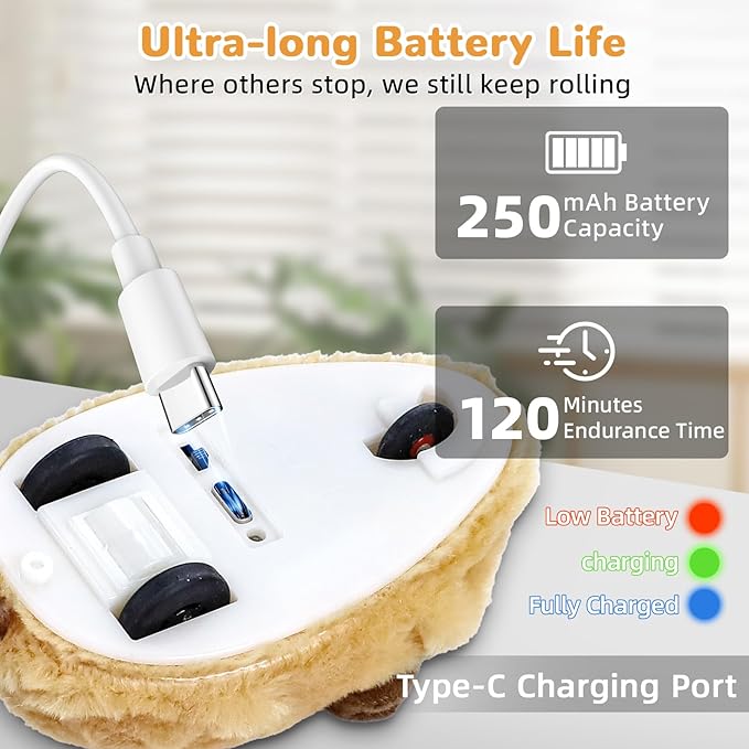 Interactive Cat Toys - Fake Mouse Moving Cat Toy with Automatic Sensor, Cats Mouse Toy with Realistic Sound & Extended Tail Automatic Toy for Cats Pet, Squeaky Toys (Yello)