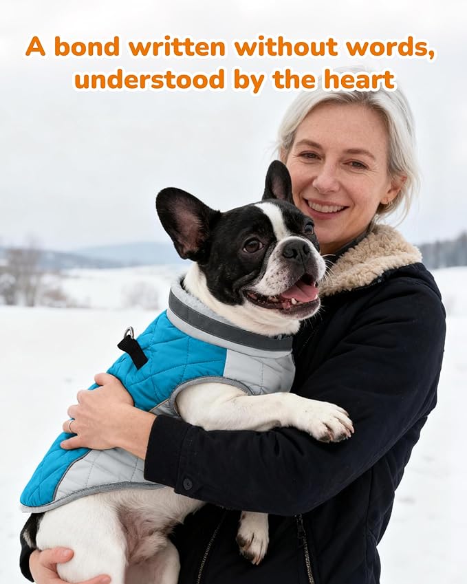 Dog Coat for Medium Dogs, Adjustable Dog Jackets for Cold Weather, Reflective Winter Coat with Built-in Harness, Snowsuit Fits Dogs 14-25 lbs and Up, Size M Blue