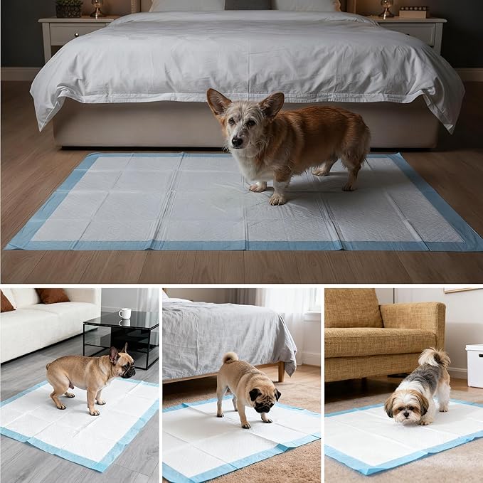 Gimars Thicker Ultra Absorbent 1200ml Pet Training Puppy Pads 28"x34" Extra Large Disposable Leak-Proof Quick Dry Pee Pads for Dogs, Cats, Rabbits, Home Training, 24 Hours Lasting, 30 Count