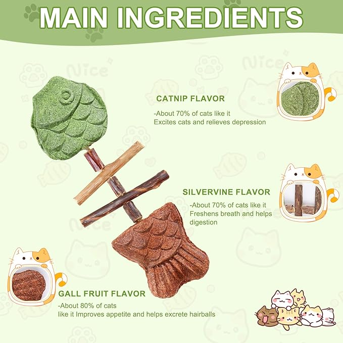 3PCS Creative Fish Bone Cat Toy,Purrident - Fix Your Cat’s Dental Health, Interactive Kitten Chew Toy Supports Teeth Cleaning & Oral Care, Durable Feline Tooth Care Tool