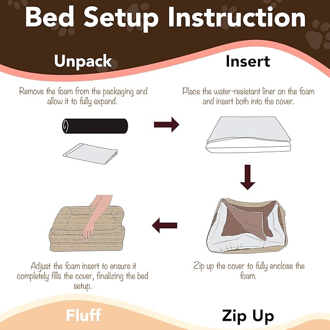 Friends Forever Orthopedic Dog Bed, Memory Foam Pet Sofa, Calming Dog Couch, Water Resistant Pet Bed, Washable Cover, Non-Slip Bottom, Chester, Grey, 25" x 20" x 5.5"