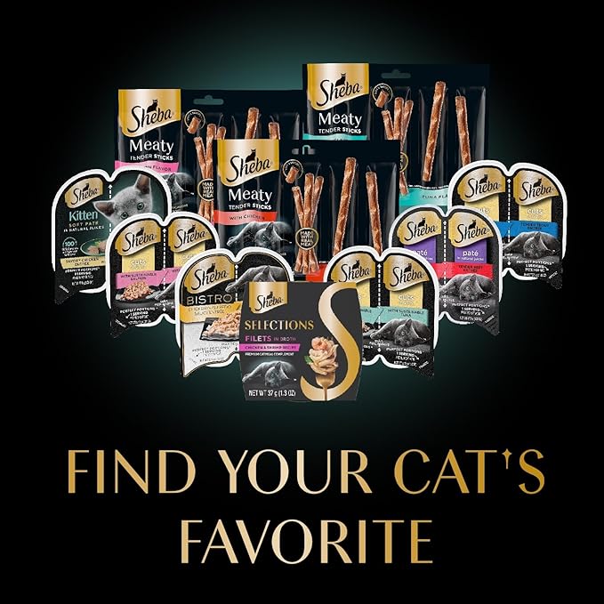 Sheba Selections Filets in Broth Adult Wet Cat Meal Complement Chicken Recipe and Chicken & Tuna Recipe, 1.3 oz. Cups, 8 Count (Pack of 2)