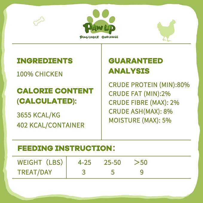 PAWUP Freeze Dried Cat Treats, Raw Chicken Food for Dogs Cats, Single Ingredient, High Protein Natural Healthy Topper, 3.8 oz