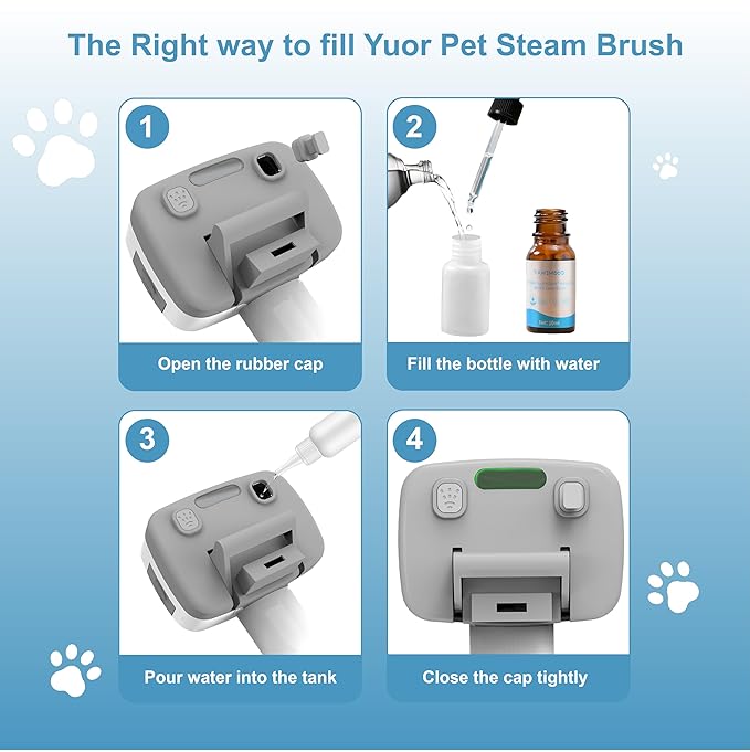 Pet Steam Brush for Dogs & Cats, 3-in-1 Steam Grooming Brush for Shedding & Hair Removal - Self Cleaning Spray Comb with Mist for Long Haired Pets - Includes Pet Essence