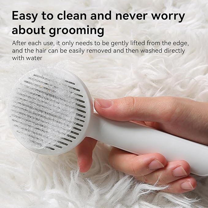 Pet Grooming Brush, Self Cleaning Slicker Brush for Dogs Cats, Gently Removes Loose Undercoat, Mats Tangled Hair, for Pet Massage- Upgraded (Pink)