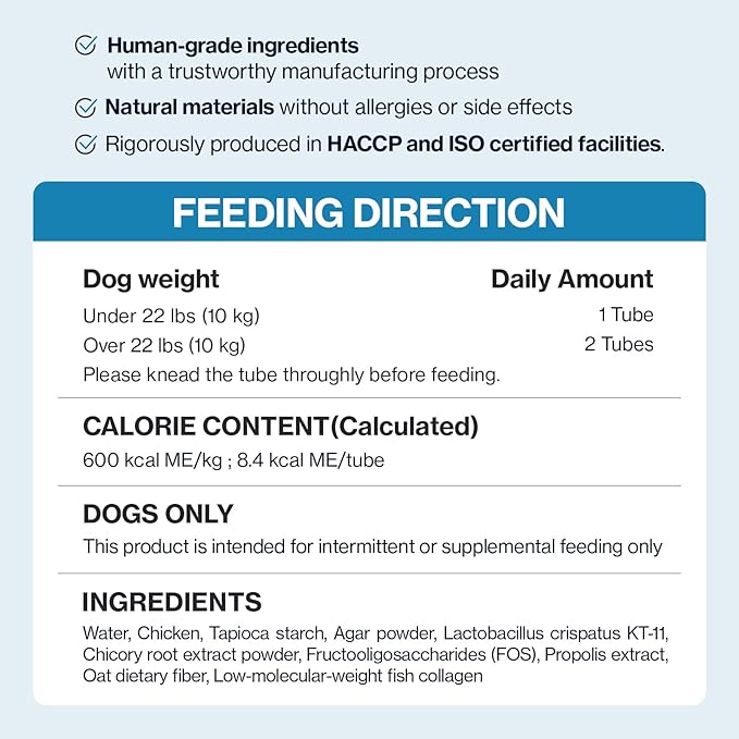 Doctor By Squeeze Probiotics for Dogs Gut Health Immunity Skin&Alllergy Care Diarrhea Relief Digestive Stomach Support with L. crispatus KT-11 Lickable Paste Formula Individually Packaged, Chicken