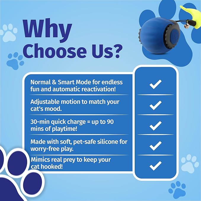 2 PACKS Speedy Tail 2.0 Cat Toy, Interactive Cat Toys for Indoor, Automatic Moving Kitten Rolling Ball with Tail, Rechargeable & Two Speed Adjustment, Smart Interactive Dog Ball, Rollie Pet Chase