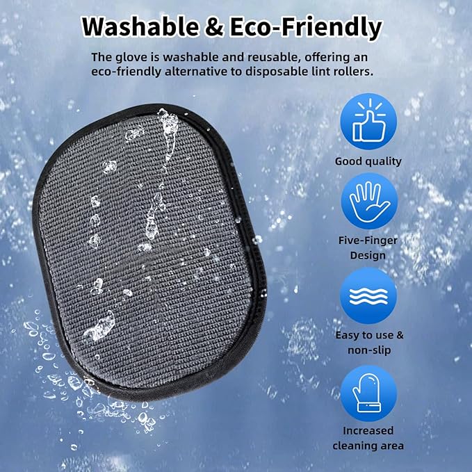 Pet Hair Removal Glove for Cats & Dogs, Reusable Magic Brush for Pet Hair, Upgraded Five-Finger Electrostatic Pet Hair Removal Tool for Laundry, Couch, Carpet, Car Seat