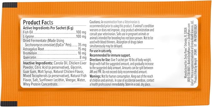 Zesty Paws Allergy & Immune Mousse - Cat Vitamins & Supplements Treats - Allergy Relief for Cats L-Lysine Squeeze up for Immunity, Skin Health & Antioxidant Support - Chicken 14ct