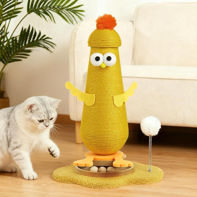 Kitten Toys for Indoor Cats Scratching Post,Cat Toys Scratcher Post,Sisal Cat Scratch Posts for Kittens with Interactive Track Ball Spring Ball Toy