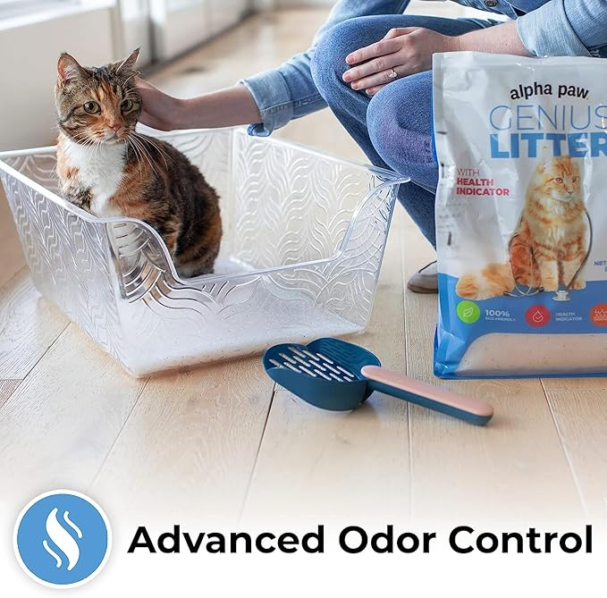 Genius Litter Health Indicating Cat Litter with Non-Clumping Lightweight Color Changing Silica Gel Crystals As Seen on Shark Tank, Non Clumping, Super Absorbent Odor Control (3 Bag (18lb))