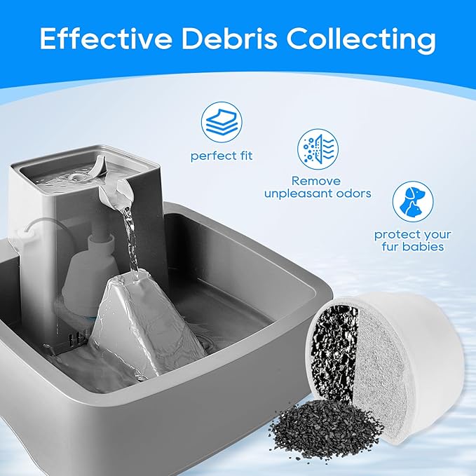 12+12 Pack Cat Water Fountain Filter, Pre-Sponge & Replacement Carbon Filters Compatible with Petsafe for Drinkwell Fountain Avalon Pagoda Seascape Pet Fountains