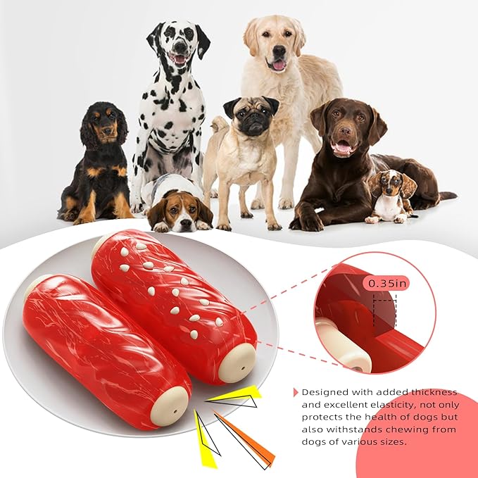 LiuMelinda Dog Chew Toys for Aggressive-Chewers - Indestructible Dog Toy for Aggressive Chewer,Tough Chew Toys for Dogs (Rubber Red Meat Stick)