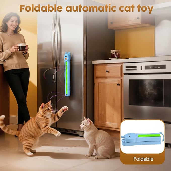 Interactive Cat Toy for Indoor Cats: Door-Mounted Automatic Moving Enrichment Cat Toy with Adjustable Motion Modes, Rechargeable Electric for Kittens & Bored Adult Cats, Hands-Free Pet Play Accessory
