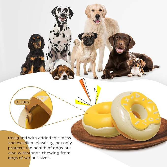 LiuMelinda Dog Chew Toys for Aggressive-Chewers - Indestructible Dog Toy for Aggressive Chewer,Tough Chew Toys for Dogs (Rubber Yellow-Donut)