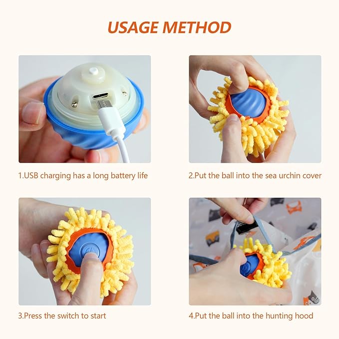 Interactive Cat Toys, Automatic Motion Activated Moving Ball Hide and Seek Game, 28 Inch Play Mat, Fast Rolling Ball in Play Mat for Indoor Exercise Kicker