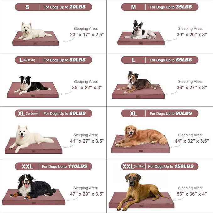 Outdoor Dog Bed for Small Dogs & Cats, Waterproof Dog Crate Mat Orthopedic Egg Crate Foam with Washable Removable Oxford Cover, Pink
