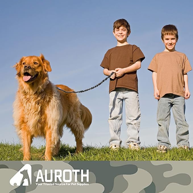 AUROTH Heavy Duty Bungee Dog Leash for Medium Large Breed Dogs, No Pull for Shock Absorption with Car Seat Belt, 2 Padded Handles 4.5FT 6FT Training Dog Leash (MAX: 4.5 FT, Black01)
