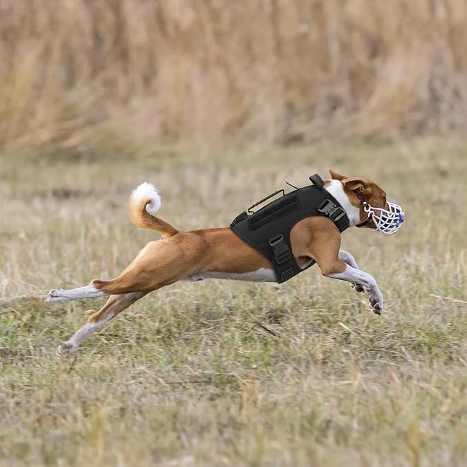 Tactical Dog Backpack Harness for Large Breed Original Design Metal Buckle Vest with Side Bags Pouches for Service Working Training (Black (Vest only), XL)