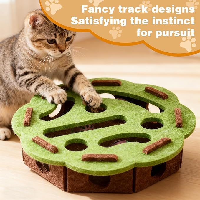 Cat Scratch Puzzle Enrichment Box, Cat Nail File Enrichment Box, Interactive Cat Toy Puzzle Toys for Indoor Cats Felt Maze Box Kittern Toys Pet Cat Games Self Play Fun
