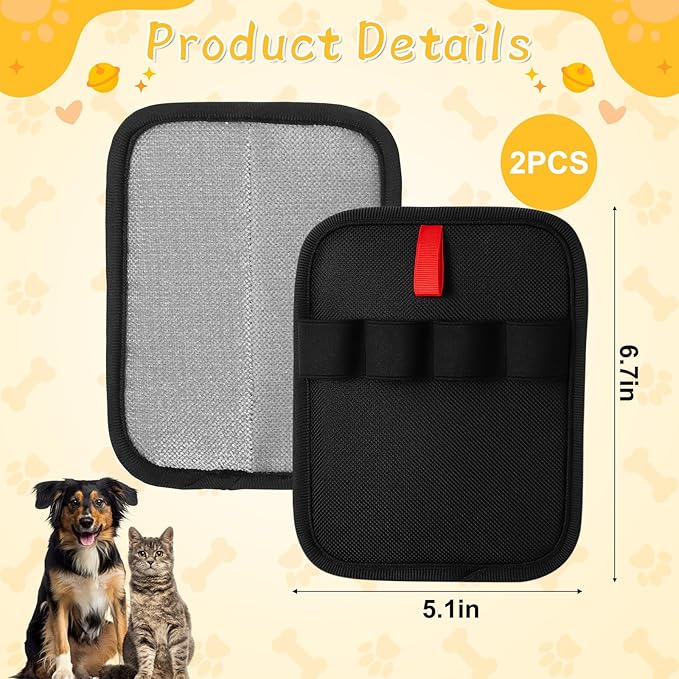 2PCS Pet Hair Removal Glove - Reusable Pet Hair Remover Glove for Cats & Dogs, Electrostatic Gloves Pet Hair Remover for Couch, Carpet, Furniture, Car, Bedding, Easy Cleaning & Grooming Tool (Small)