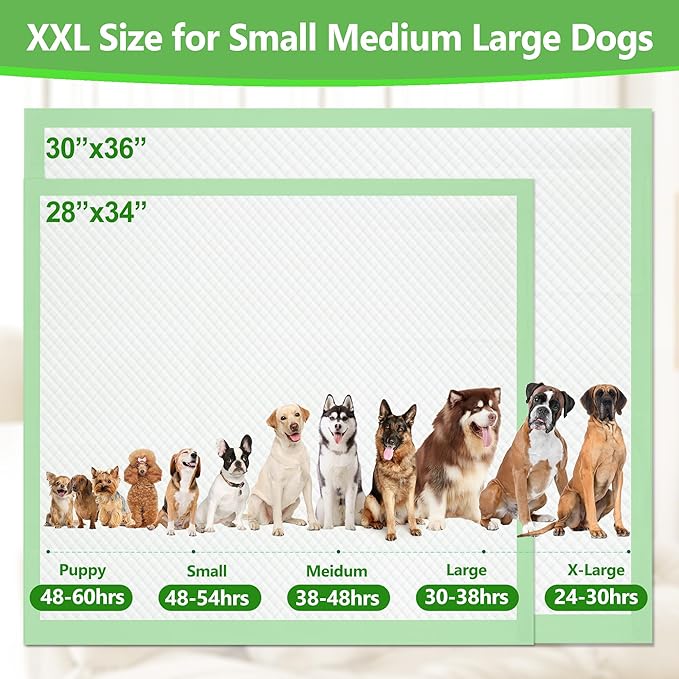 Gimars XXL 30“x36” Thicken 6 Layers Ultra Absorbency Dog Pee Pad Extra Large 3S Quick Dry Leakproof Disposable Urine Pads for Dogs, Cats, Rabbits Pets Green
