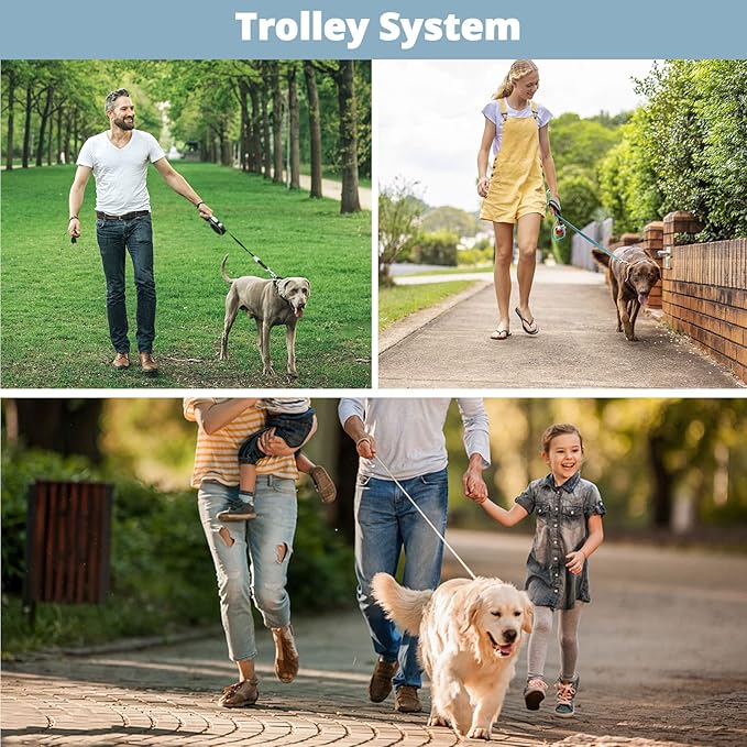 Long Dog Leash 15 FT: Heavy Duty Rope Leashes for Dogs Training with Swivel Lockable Hook Reflective Threads Bungee and Padded Handle - Dog Lead for Large Small Medium Dogs Outside Walking Hiking Grey