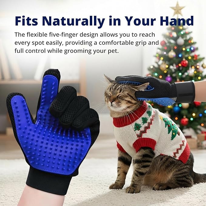 Silent Groom Pro Grooming Glove for Dogs, Cats, Rabbits & Horses | 2-in-1 Pet Brush & Deshedding Tool | Gentle Bathing & Cleaning for Long & Short Hair | Grooming Supplies for Pet Fur Control
