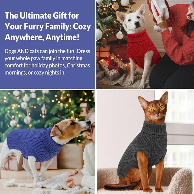 Dog Sweater Pullover, Cable Knit Dog Christmas Sweater, Dogs Sweaters for Small Medium Large Dogs with Harness Hole,Puppy Sweaters Boy Or Girl(Blue,XS)