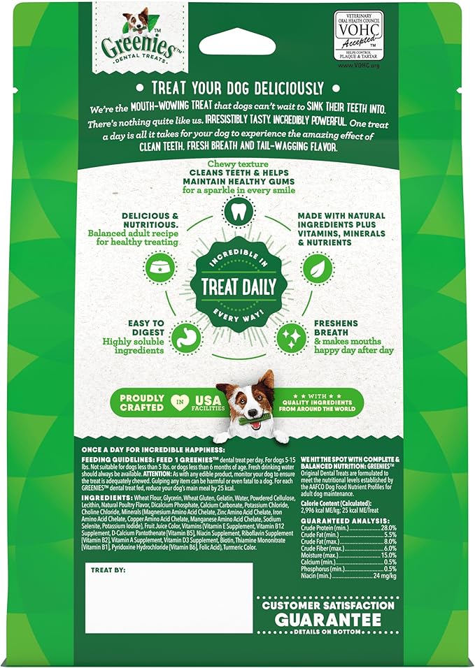 Greenies Veterinarian-Recommended Natural Dental Dog Treats Teenie Size, Original Flavor, 12 oz. Pack, 43 Count