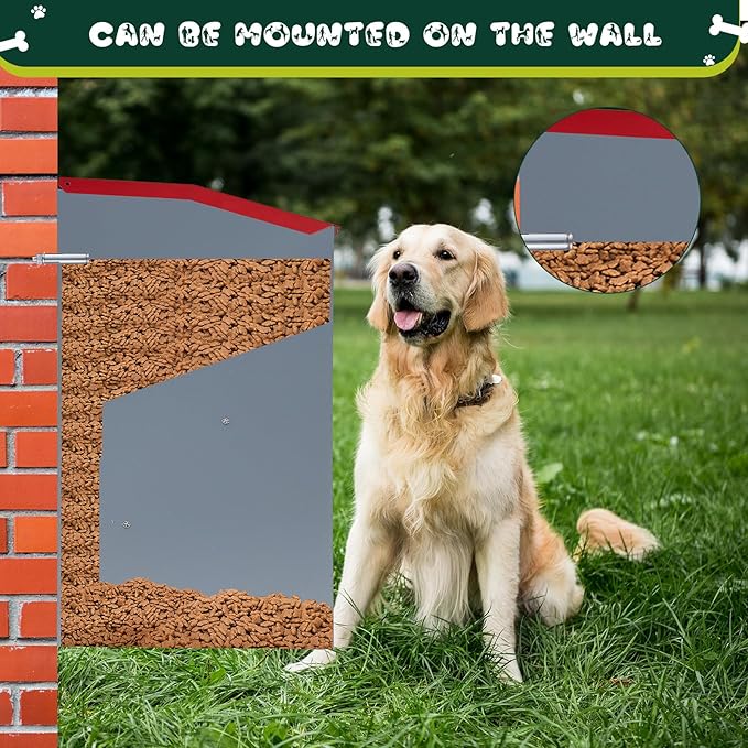 2 Pcs 25 Lbs Large Galvanized Automatic Dog Feeder Dog Food Dispenser with Handle Acrylic Panel Galvanized Gravity Feeder Thickened Rust Proof Outdoor Hanging for Doggie Breed Food Container