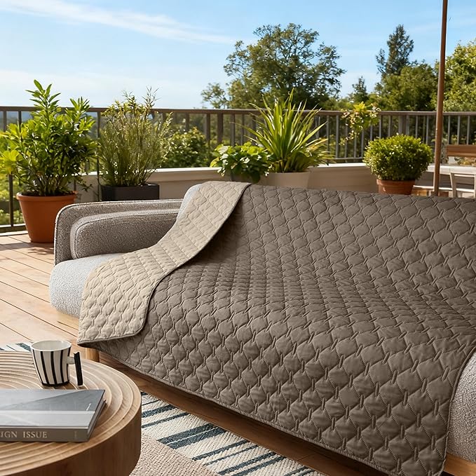 gogobunny 100% Double Sided Waterproof Dog Blanket Soft Pet Bed Cover Reversible Protect Furniture Couch Sofa Car for Puppy Cat Kids (Dark Walnut/Light Walnut, 82x82 Inch (Pack of 1))