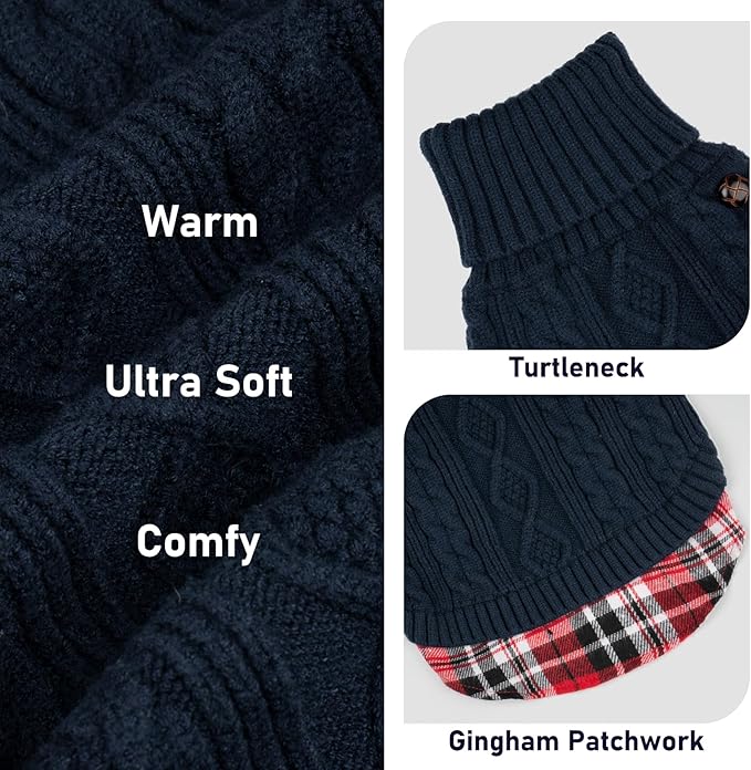 KYEESE Dog Sweater Warm Turtleneck Medium Dogs Sweater Thick Pet Coat for Fall Winter Cold Weather Soft Pullover Dog Sweaters for Medium Dogs Boy