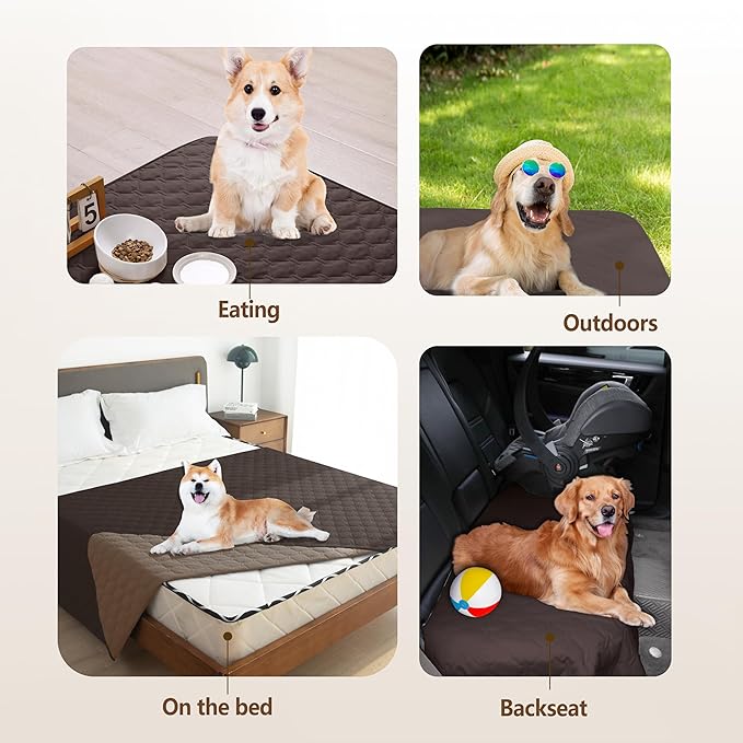 gogobunny 100% Double Sided Waterproof Dog Blanket Soft Pet Bed Cover Reversible Protect Furniture Couch Sofa Car for Puppy Large Dog Cat (Dark Coffee/Light Coffee, 82x102 Inch (Pack of 1))