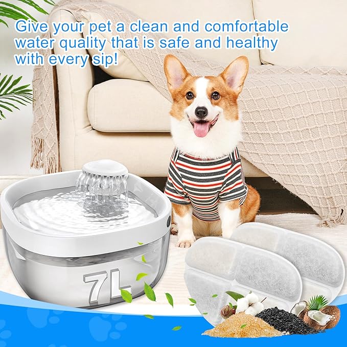 16+16 Pack Pet Water Fountain Filter Compatible with FEELNEEDY 7L/1.8Gal Dog Drinking Fountains(FN-W05), Cat Dispenser Bowl Filter Fit for Automatic Water Dispenser for Large Dogs