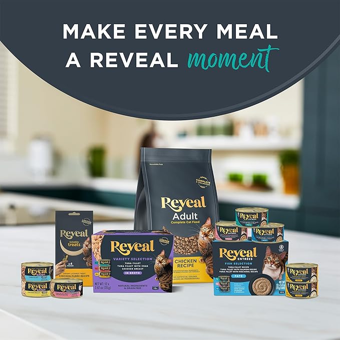 Reveal Entrées Natural Wet Cat Food Paté, Grain-Free with Added Vitamins & Minerals, Carrageenan-Free and High Protein, Chicken Breast Paté Recipe (24 x 2.47 oz Cans)