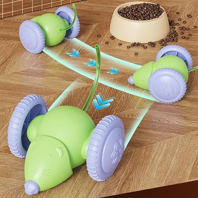 Interactive Cat Toys for Indoor Cats,Automatic Moving Kitten Toys,Cat Mouse Toy with Tail Lights,Cat Toys for Bored Indoor Adult Cats,Cat Enrichment,Smart Electric Tails for Chasing Pet Toys