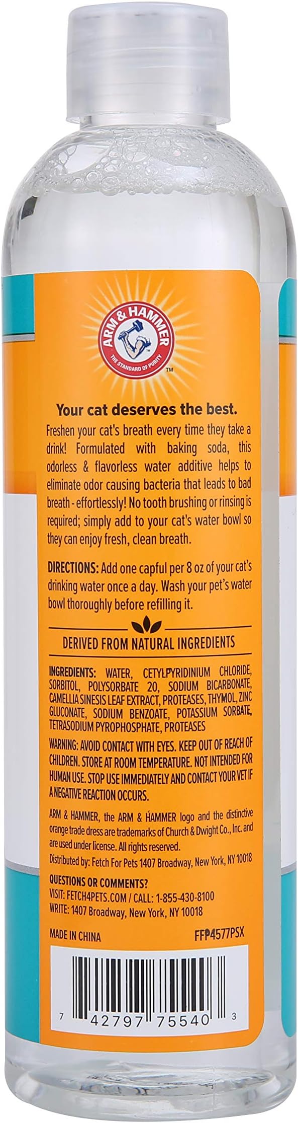 Arm & Hammer for Pets Advanced Care Dental Water Additive for Cats | Cat Teeth Cleaning Product for All Cats | Odorless and Flavorless Cat Dental Rinse, 8 Ounces - 24 Pack