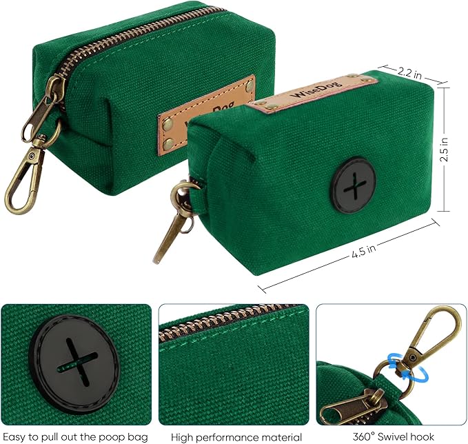 Wisedog Dog Collar and Leash Set, Waterproof Adjustable Puppy Collars with Cute Tag 4FT Dog Leash with Poop Bag for Small Medium Large Dogs (XS, Deep Green)