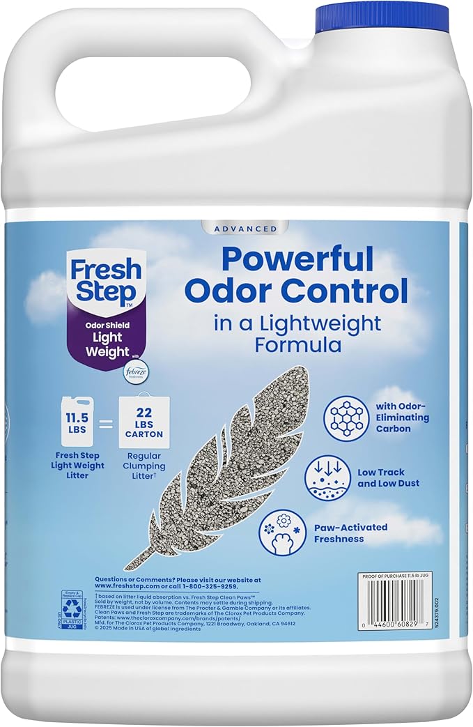 Fresh Step Odor Shield Light Weight Advanced Multi Cat Clumping Litter with Febreze Freshness, 11.5 lb, Pack of 2 (Package May Vary)